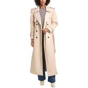 Avec Les Filles Womens  Faux-Ever Leather Maxi Trench Coat
